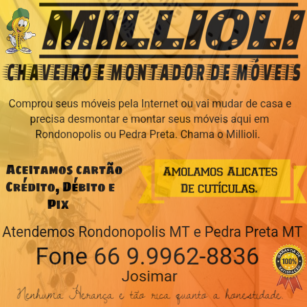 Millioli chaveiro, montador de móveis higienização de ar automotivo